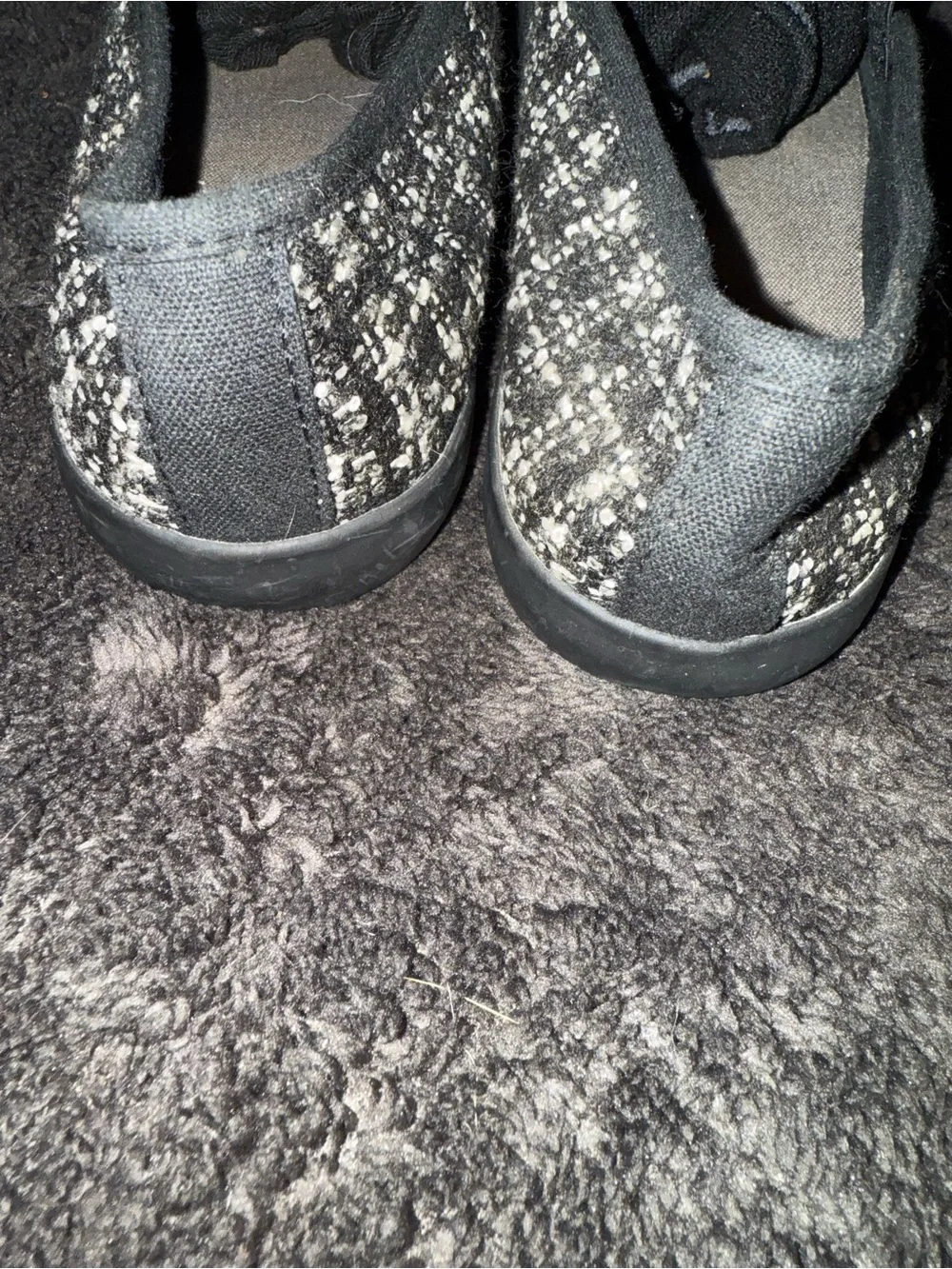 Guess Slip-On Tweed Flats in Black and White